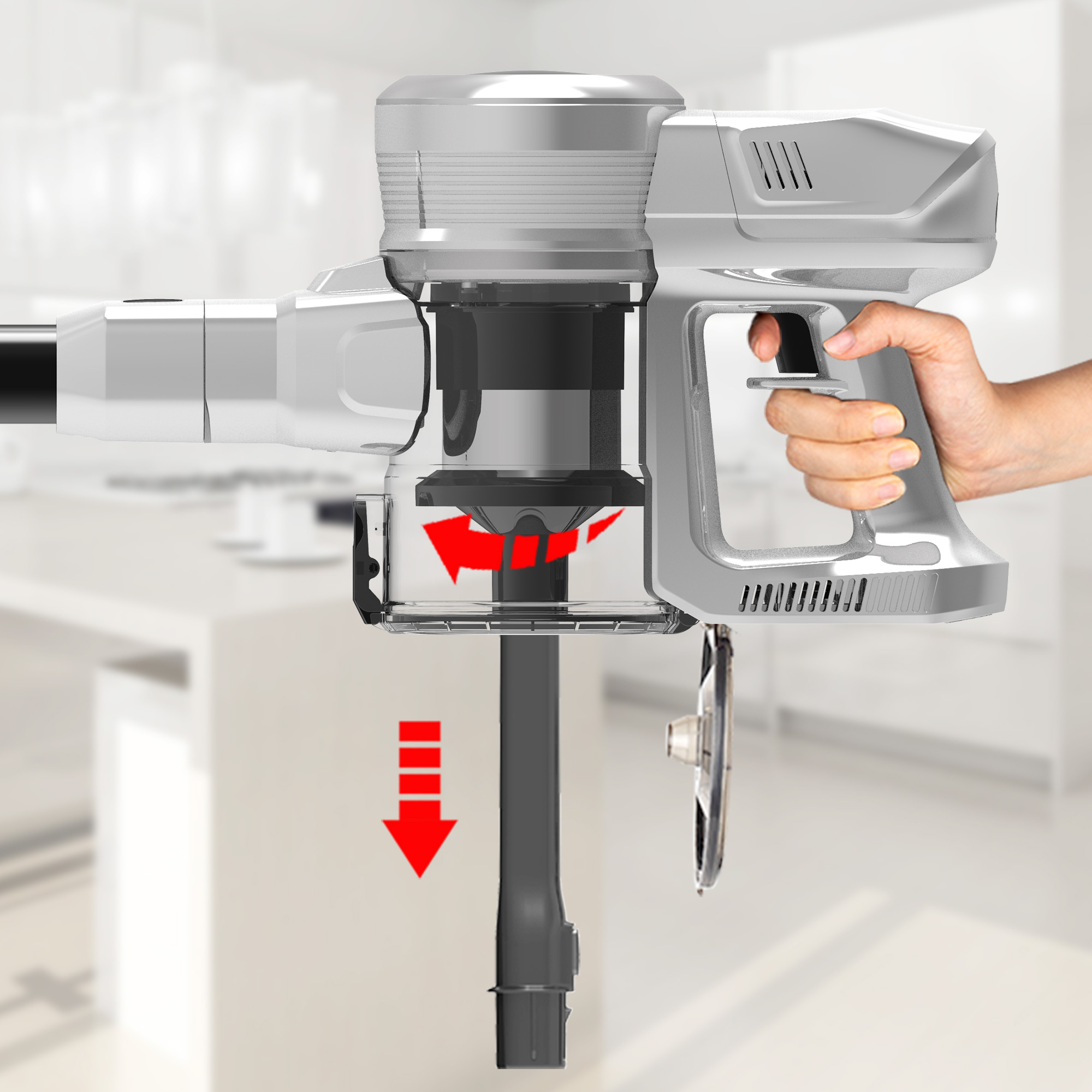 201A コードレススティック掃除機 315W BLDC モーター LED ディスプレイもつれ防止フロアブラシ付き